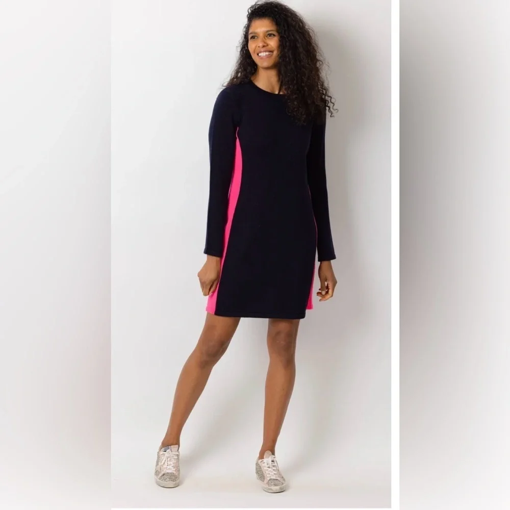 Sail to Sable Navy Lakeside Sundry Dress with Pink Panels